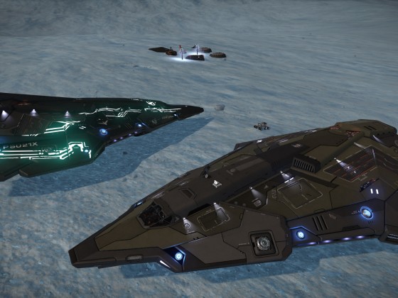 In my SRV at one local small settlement with docked NPC Python