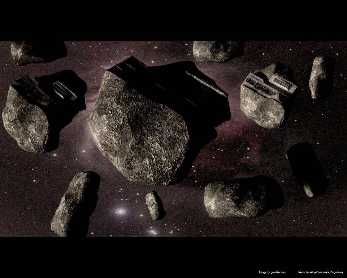 WC saga wallpaper - Kilrathi asteroid fighters