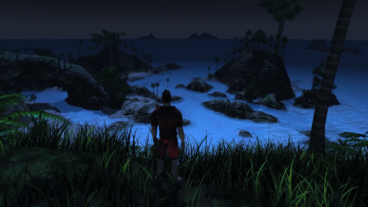Cliffside view in moonlight