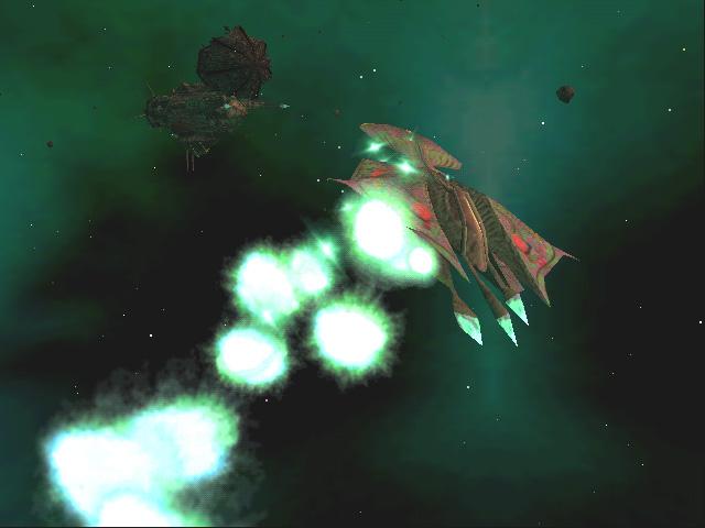 Heavy fighter Manta under fire