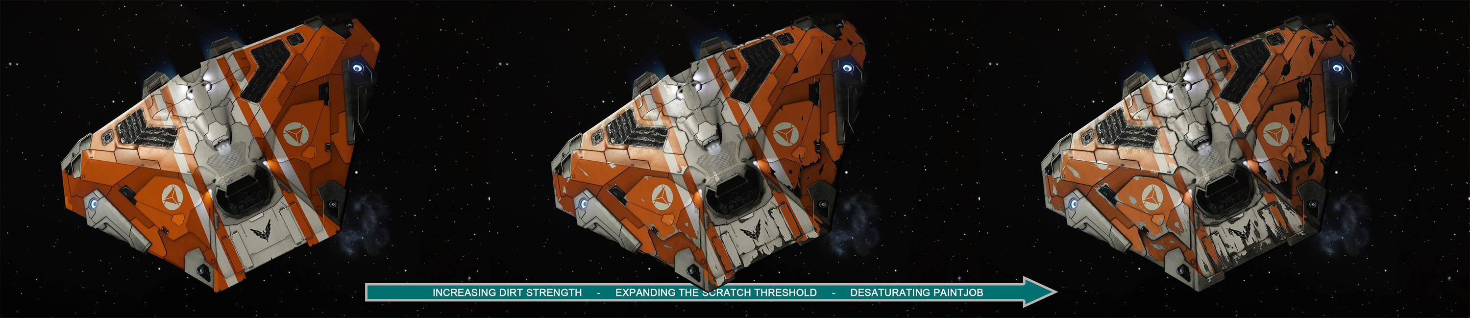 Ship weathering over time