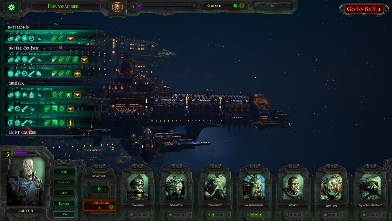 Emperor Class Battleship & Crew Members page
