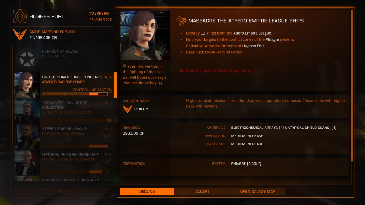Mission detail in ED 2.1