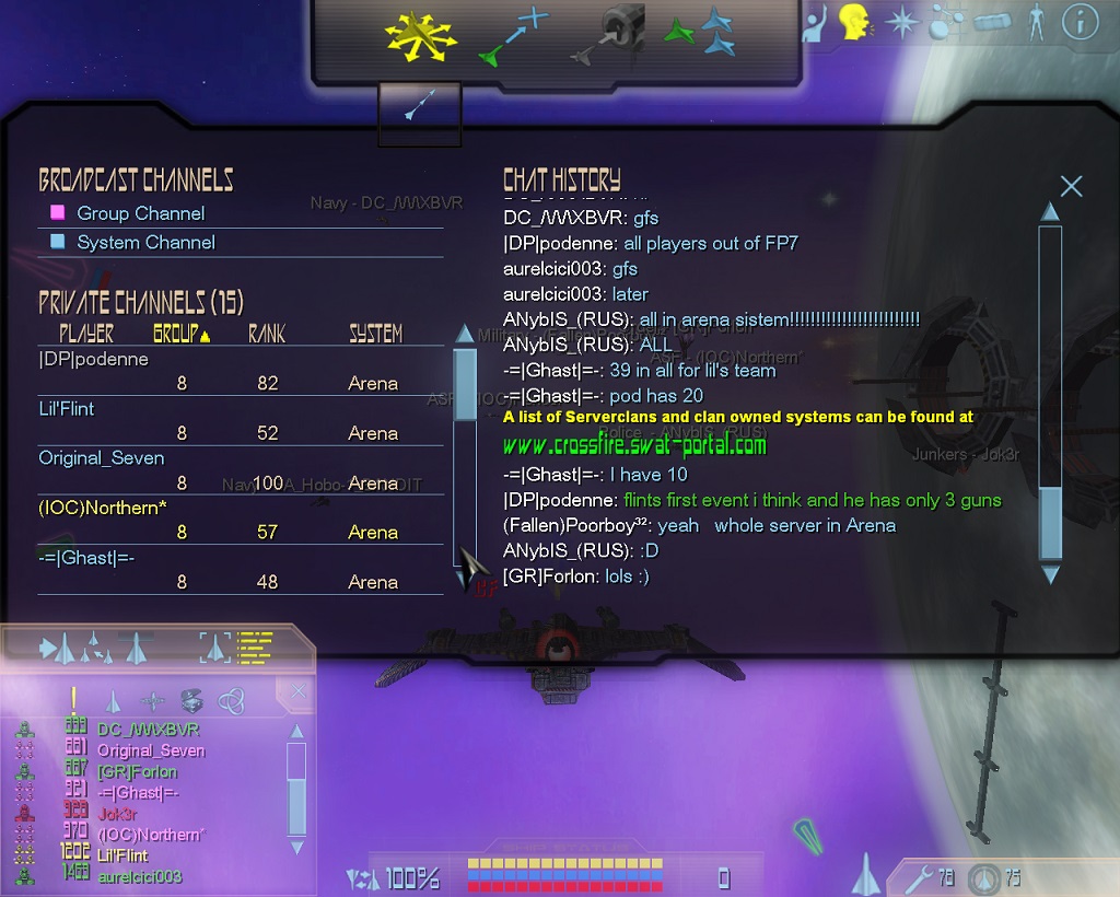100% of online-players in Arena, screen 1