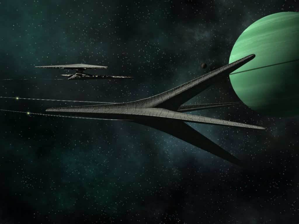 Cylon frigate and Basestar MK II in space
